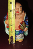 Vintage 6" Tall Japanese Hand Painted Porcelain Kutani Hotei Buddha Figure