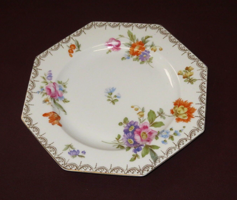 Vintage 8.5" Rosenthal Selb Fine Bavarian China Octagon Plate w/ Floral Pattern
