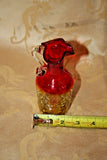 Antique Miniature 5" Tall Amberina Crackle Glass Pitcher w/ Wavy Lip & Handle