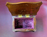 Vintage Italian Style 8" Walnut Flip Lid Felt Lined Jewelry Box w/ Bombay Sides