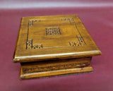 Antique 6x6" Small Hand Carved Square Lidded Wooden Jewelry Trinket Box