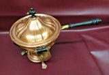 Antique S. Sternau No. 865 Round Copper Chafing Warming Dish w/ Burner & Stand