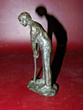 Vintage 5" Tall Solid Bronze Golf Figurine Sculpture of Golfing Man c. 1930