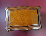 Vintage Italian Style 8" Walnut Flip Lid Felt Lined Jewelry Box w/ Bombay Sides