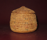 Vintage Small Native American Chehalis Tribal Lidded Woven Bark Basket c. 1930