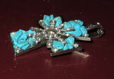 Vintage 2x3" Large Costume Jewelry Rhinestone & Turquoise Pendant