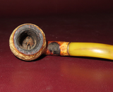 Antique Hand Carved Austrian Meerschaum Bent Billiard Smoking Pipe in Lined Case