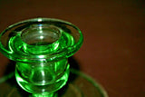 Pair Vintage 3.5" Art Deco Green Glass Candlestick Holders