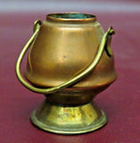 Vintage 1.5" Miniature Copper & Brass Doll Furniture Coal Scuttle Pot w/ Handle