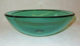 Hand Blown Studio Art Glass Aqua-Blue 16.5" Sink Basin Bowl - Drilled 1.75" Hole