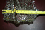 Vintage 10" Tall Unique Square Pattern Pressed Glass Basket w/ Handle - As-Is