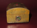 Vintage Hand Enameled 3.5x2.5" Chinese Brass Flip Lid Trinket Box - Sold As-Is