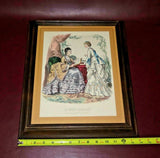 Antique Wood Framed Adele-Anais Colin-Toudoze "La Mode Illustree" Fashion Print