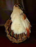 Vintage Large SW Native American Style Hand Made Twig Bark Feather & Fur Basket