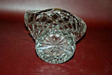 Vintage 9" Soviet Russian Diamond Pattern 24% Leaded Crystal Basket w/ Handle