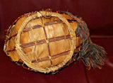 Vintage Large SW Native American Style Hand Made Twig Bark Feather & Fur Basket