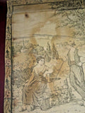 Antique 38x28" Unframed French Country Scene Tapestry - As-Is - Stained & Worn