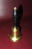 Antique 6.5" Long Brass School House Dinner Call Bell w/ Black Lacquered Handle