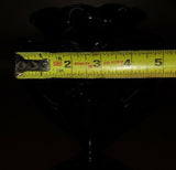 Vintage LE Smith 7" Black Amethyst Glass Dancing Nymph Heart Two Handle Urn Vase