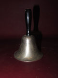 Antique 5" Long Nickel Plated School House Dinner Call Bell w/ Black Handle