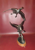 Vintage 18" Hand Made Cast Iron Duck Sculpture Figure - Signed Mattheson 1986