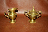 Vintage Mexican Brass 7-pc Coffee & Tea Set w/ Kettle, Pots, Cream & Sugar, Tray