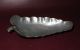 Vintage 8" Long Leaf Shaped Etched Pewter Leaf Bowl Dish