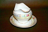 Antique Fine Paul Muller Selb Bavarian China Gravy Boat w/ Attached Under Plate