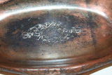 Unique Art Nouveau Style Copper Double Handle Celery Dish - Etched Floral Design