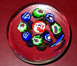 Collectible 2.5" Modern Multi-Color Millefiori Hand Blown Art Glass Paperweight