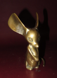 Vintage 1950s 5" Tall Solid Brass Large Eared Mouse Figurine