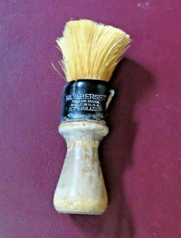 Vintage 4" Rubberset USA Shaving Brush w/ Wood Handle - Sold As-Is - Torn Sleeve