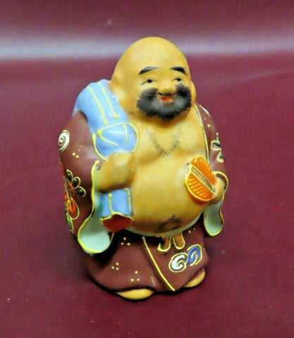 Vintage Small 3.5" Tall Japanese Porcelain Moriage Style Buddha Figurine