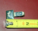 Vintage 3-pc Siam Silver Black Enameled Nielloware 1" Cufflink & Tie Clasp Set