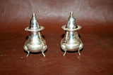 Vintage 3-pc Set - Silverplate on Brass Salt & Pepper Shaker & Tray in Lined Box