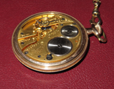 Antique Working Hampden Model 5 Open Face 12s 7-Jewel Pocket Watch w/ Fob Chain