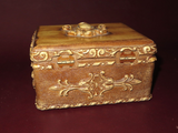 Vintage Hand Carved 6x5" Rectangular Wooden Flip Lid Jewelry Trinket Box