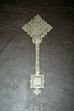 Antique Ethiopian 10" Tall Hand Held Coptic Priests Cross - Inscribed on Handle