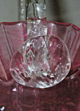 Vintage 10" Fenton Style Cranberry Glass Brides Basket w/ Ruffled Lip & Handle