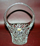 Vintage 9" Soviet Russian Diamond Pattern 24% Leaded Crystal Basket w/ Handle