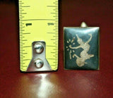 Vintage 3-pc Siam Silver Black Enameled Nielloware 1" Cufflink & Tie Clasp Set