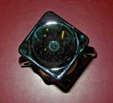 Vintage LE Smith 7" Black Amethyst Glass Dancing Nymph Heart Two Handle Urn Vase
