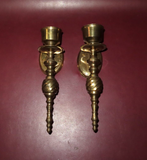 Vintage Pair European Style Solid Twist Brass Candlestick Holder Wall Sconces