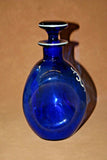 Vintage Cobalt Blue Art Glass Decanter & Stopper - Hand Painted w/ Soldier Boy