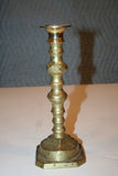 Antique Pair Ornate 9" Victorian English Brass Candlestick Holders w Square Base