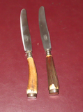 Pair Vintage German 8.5" Rostfrei Solingen Stag Handle Butter Dinner Knives