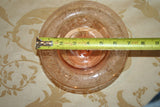 Antique Fancy Etched Pink Depression Glass 7x3.5" Gilt Lip Compote Stemmed Dish