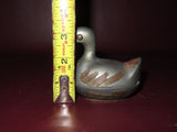 Vintage Asian Style 4" Miniature Pewter & Brass Duck Lidded Ashtray Trinket Box