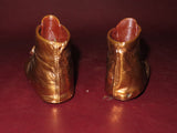 Antique Pair 4" Long Copper Coated Children's Baby Shoes - Marked 22/40