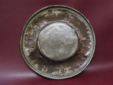 Antique Turkish Style 13.5" Round Hammered Copper Serving Platter - As-Is Damage